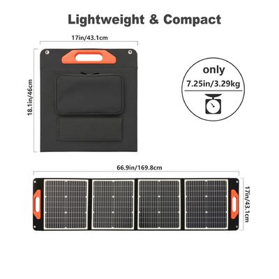 Monokristallik Silikon 100W 200W Güneş Paneli PV Hücreleri Modülü Taşınabilir Katlanabilir Güneş Paneli