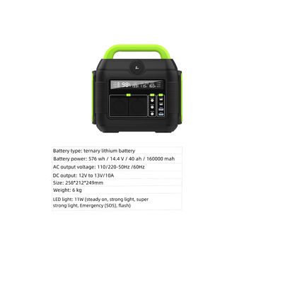 600W 576wh Taşınabilir Elektrik Santrali Geri Dönüştürülebilir Dış Güneş Jeneratörü