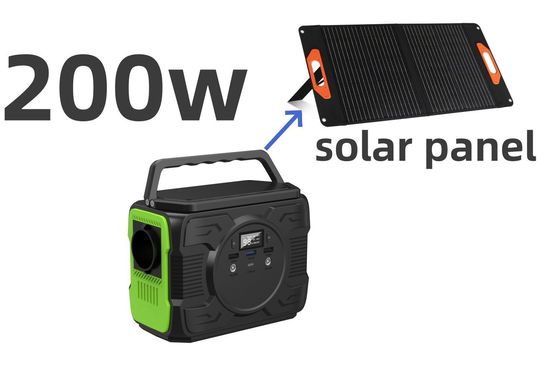 200W AC çıkışlı açık hava mobil enerji istasyonu Güneş paneli şarjı ve LED lambaları