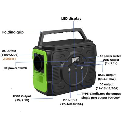 Ternary Lityum Pil ve Aşırı Şarj Koruması ile 200W Taşınabilir Elektrik İstasyonu