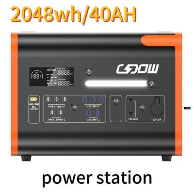 AC Pure Sine Wave 2200W/2048wh Dışarıdaki Aile Kamp Yürüyüşü için Taşınabilir Güç Santrali