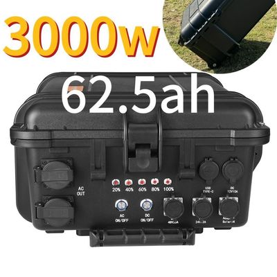 Açık hava acil şarj 3000W 62.5ah 6-7 saat şarj süresi ile taşınabilir güç istasyonu