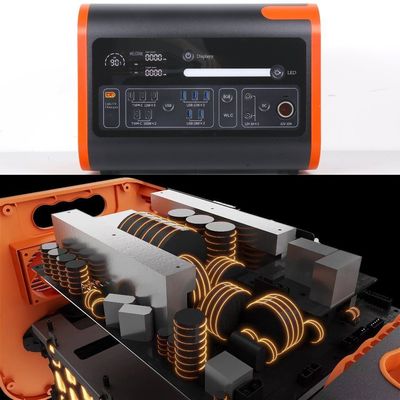 2200W40ah Kablosuz Şarj Güneş Enerjisi Depolama Elektrik Santrali Sıcak Turuncu ile Siyah