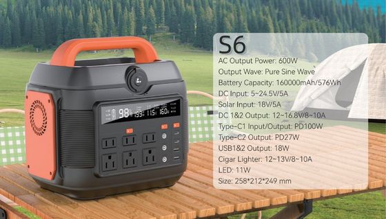600W/576wh Dış ve Ev Enerji Tedarik Çözümü için Acil Elektrik İstasyonu