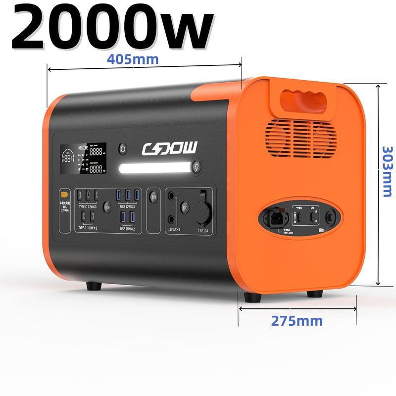 Tüm Soket Tipi 2000W USB Şarj ve Güneş Enerjisi için Portatif Enerji Depolama Jeneratörü