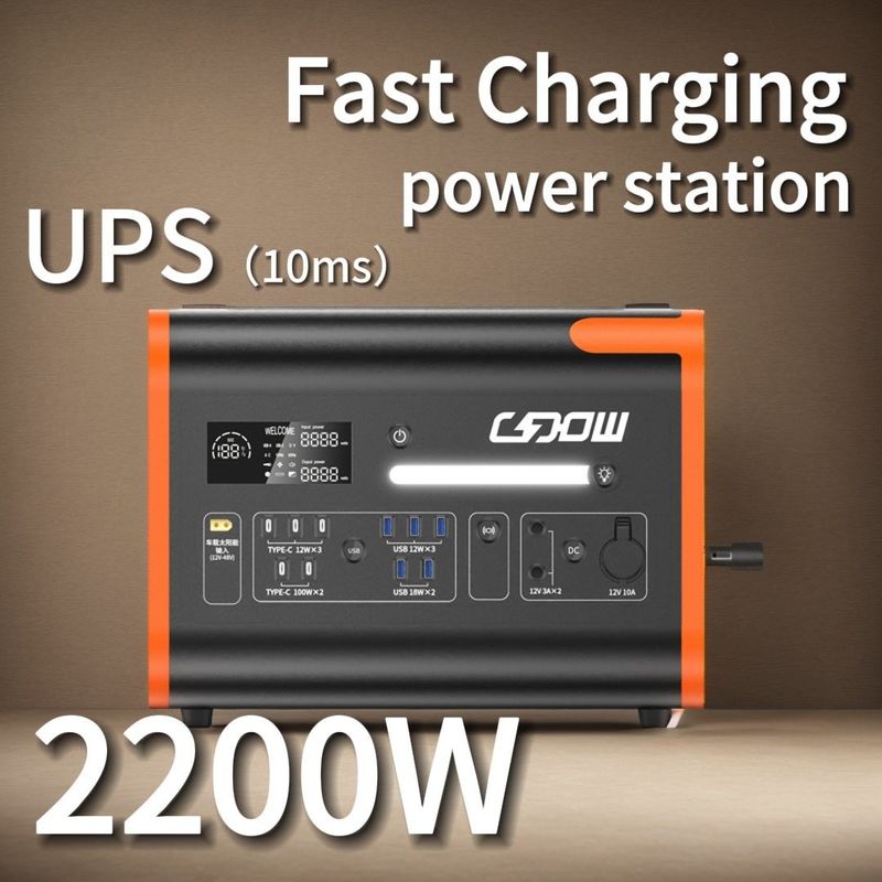 LiFePO4 Çıktı Tipi 2000W Taşınabilir Güneş Jeneratörü 2200W Ev için Güneş Enerjisi Santrali