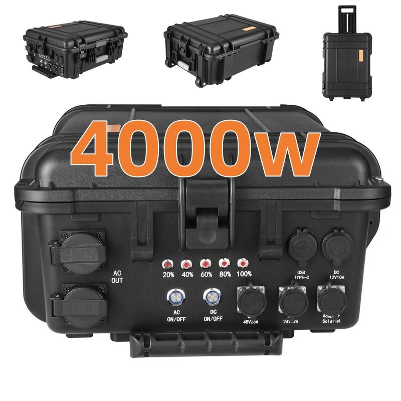 4000W Power Pull Rod taşınabilir güneş enerjisi santrali büyük kapasiteli lityum pil