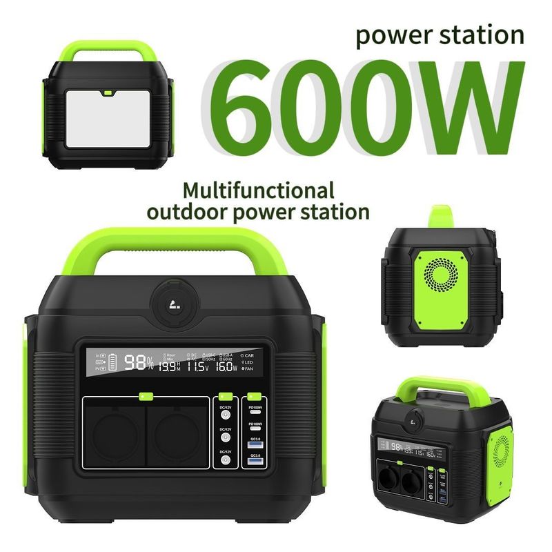 600W Dış Kamp Taşınabilir Güç Santrali Akü Alınabilir Olabilir Amerikan Standartı Değil