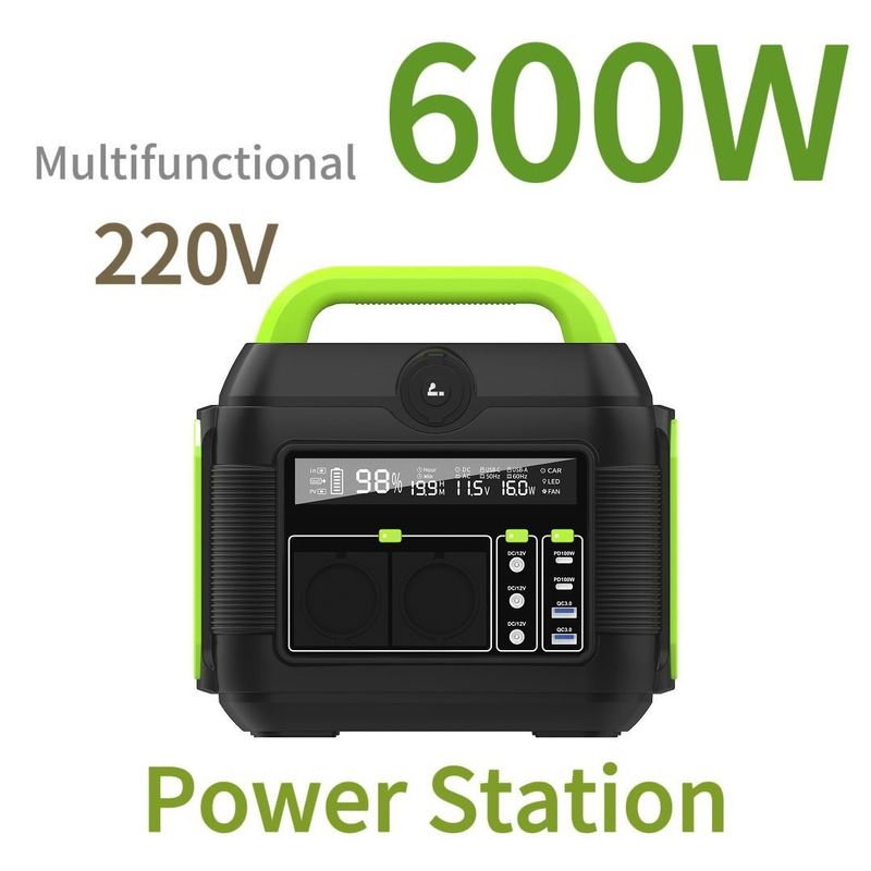 600W taşınabilir elektrik istasyonu bizimle AC soket ve sıvı kristal ekranı ortaya çıkar