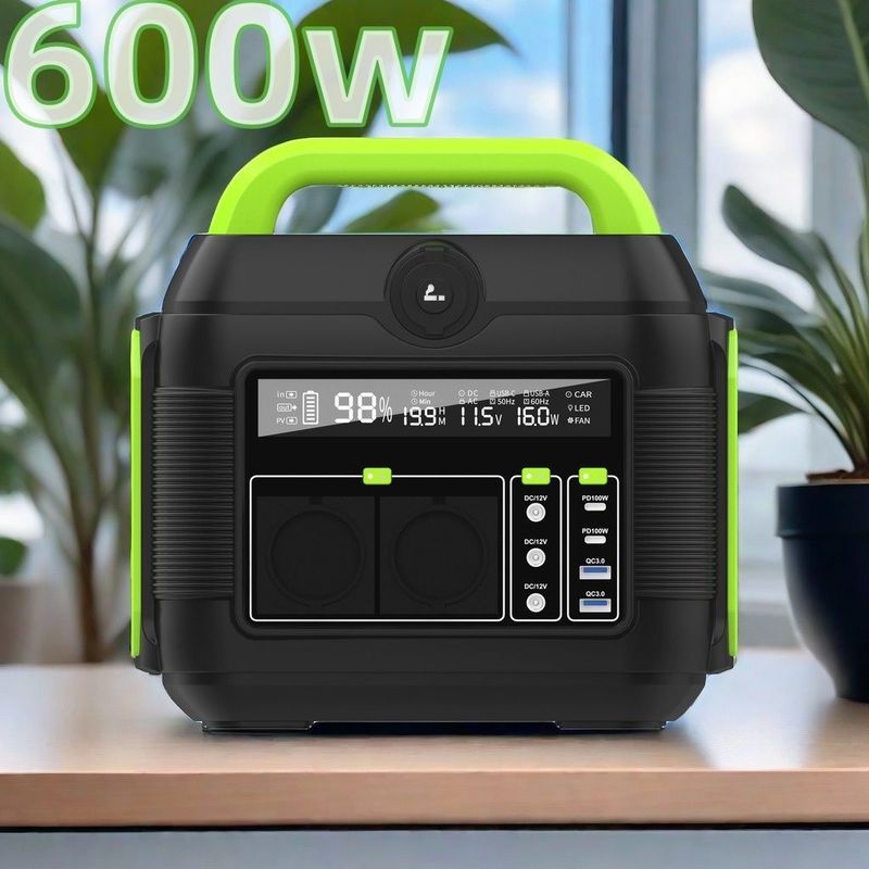 MPPT Güneş Jeneratörü 600W 576Wh 14.4V 40Ah 160000mAh Açık LCD Taşınabilir Güç Santrali