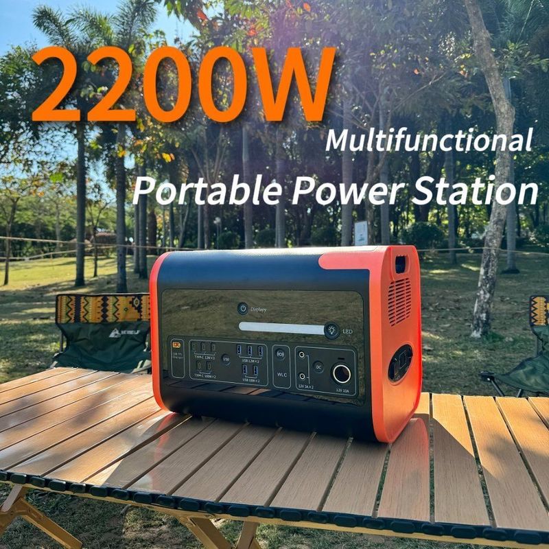 2200W taşınabilir elektrik istasyonu DC AC çıkışı ve açık hava kamp için 2000wh güneş girişi