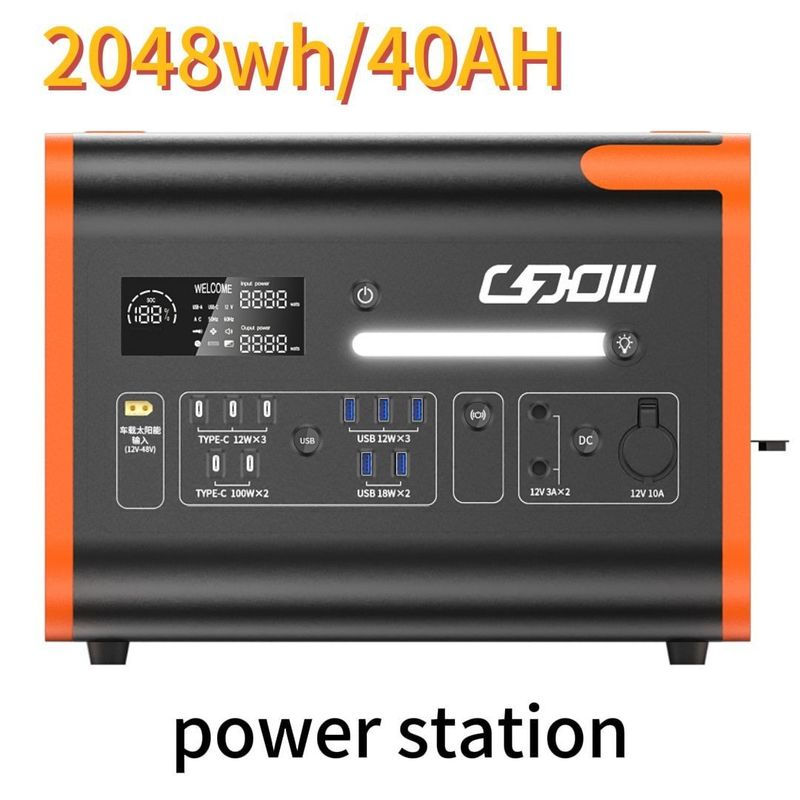 AC Pure Sine Wave 2200W/2048wh Dışarıdaki Aile Kamp Yürüyüşü için Taşınabilir Güç Santrali