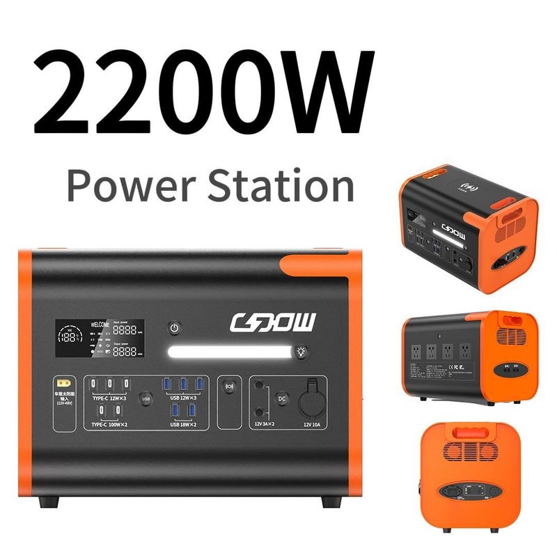 Taşınabilir yedek pil acil kamp için güneş enerjisi santrali 2200W 2000W 2500W