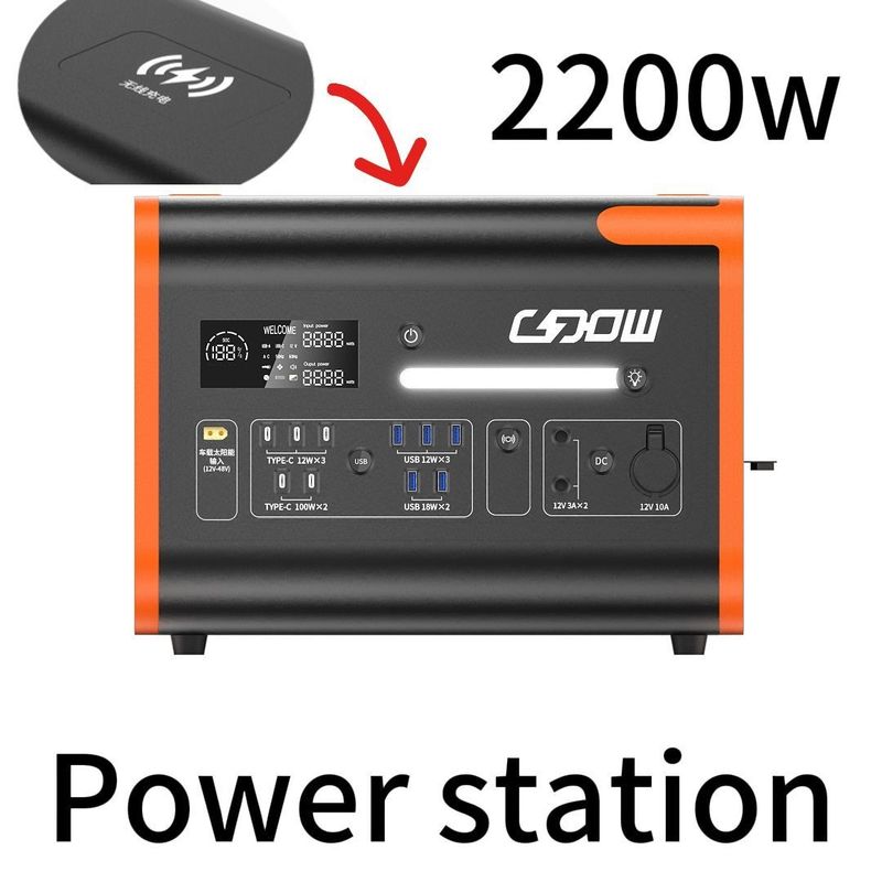 1800W-2400W Siyah AC/DC Değiştiricisi Açık Hava Etkinlikleri için Acil Enerji Jeneratörü