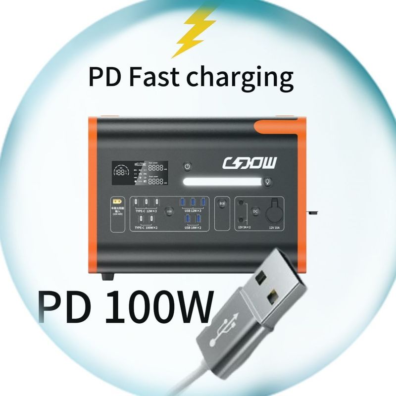 Siyah turuncu Portatif LiFePO4 Pil Şarj cihazı 1500W/2200W/3000W UPS Güç Santrali