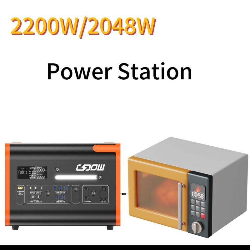 Tüm AC Çıkış Soketi ile Portatif Elektrik İstasyonu 1500W/2200W/3000W UPS Siyah Turuncu