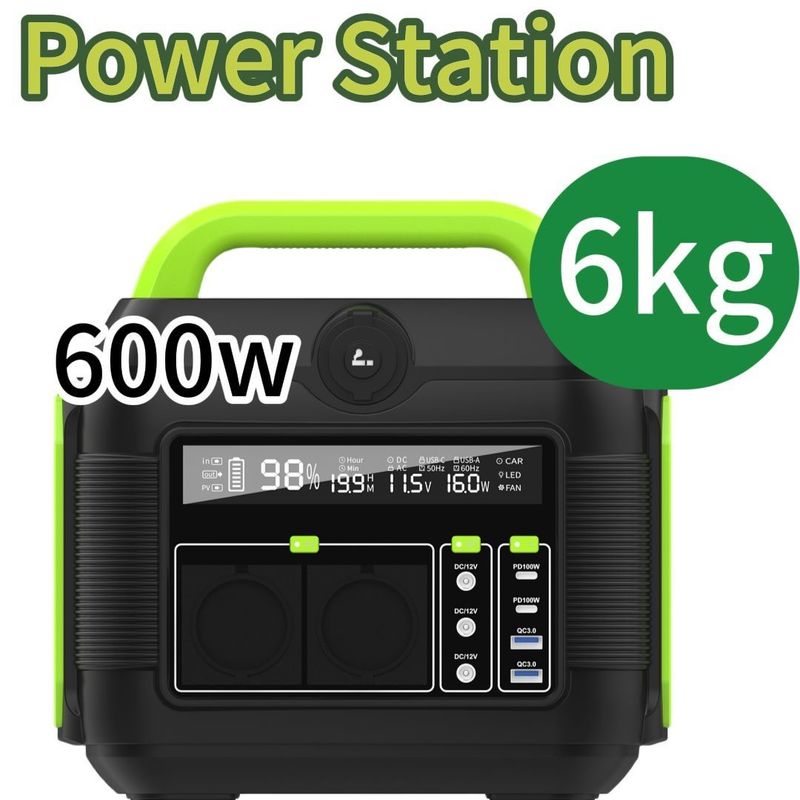 600W Aii Piyasası için Lityum Pil Güç kaynağı USB Tipi C DC ve AC Çıktısı