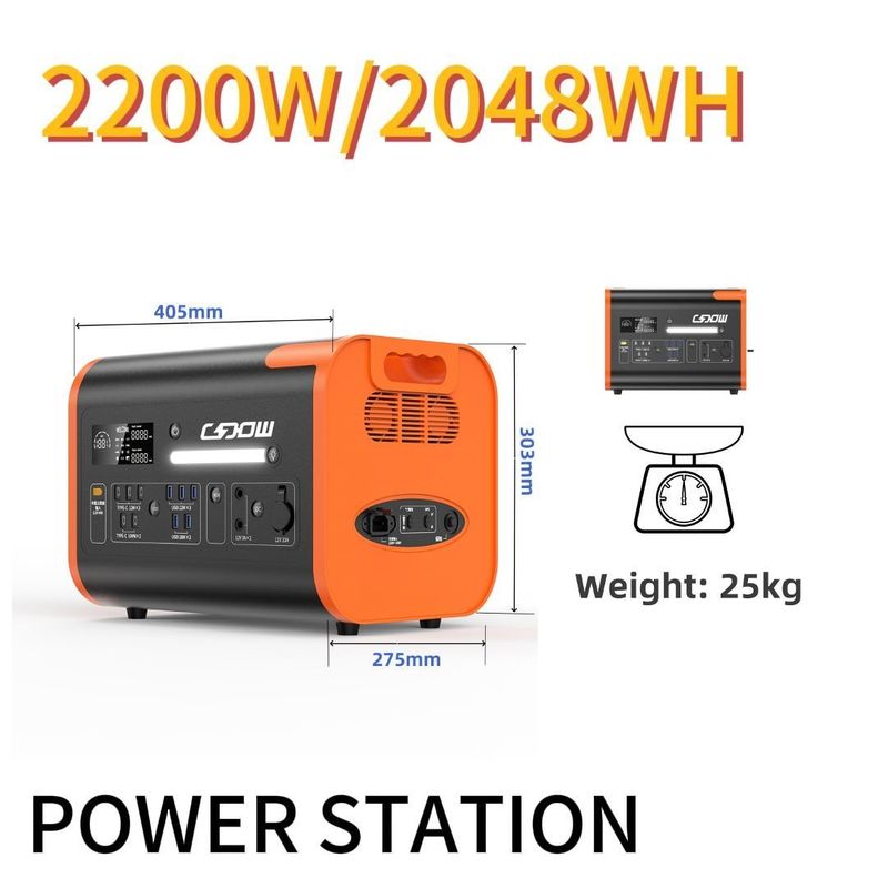 Dış ve acil durum için 2200W CE sertifikalı taşınabilir elektrik santrali 110V 220V AC çıkış