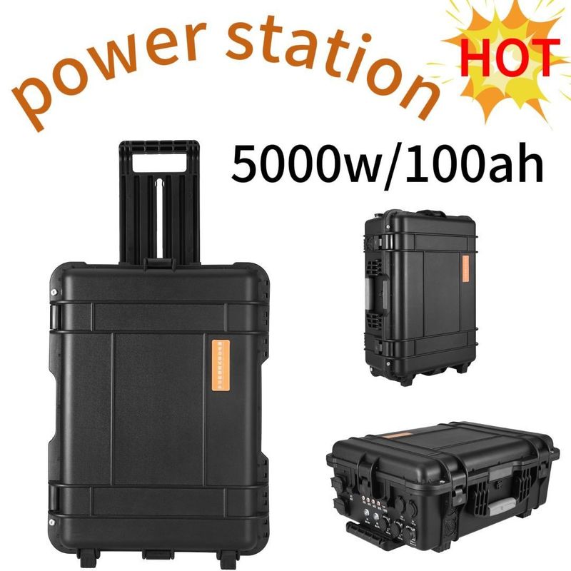 Açık Hava Kampı Güneş Enerji Santrali Tüm AC Çıkış Soketi 4800wh 48V100ah Aile için