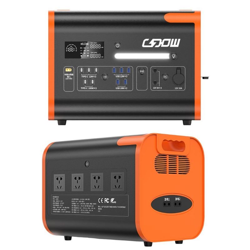 Turuncu Siyah 2200W/2048wh AC Camping için Saf Sinüs Dalga Güneş Jeneratörü Elektrik Santrali