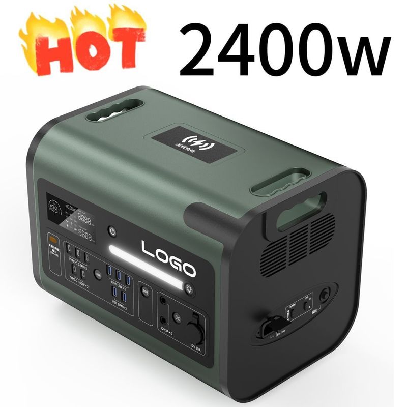 2400W açık hava mobil güç istasyonu özelleştirilebilir C tipi ve 90 dakikalık şarj süresi